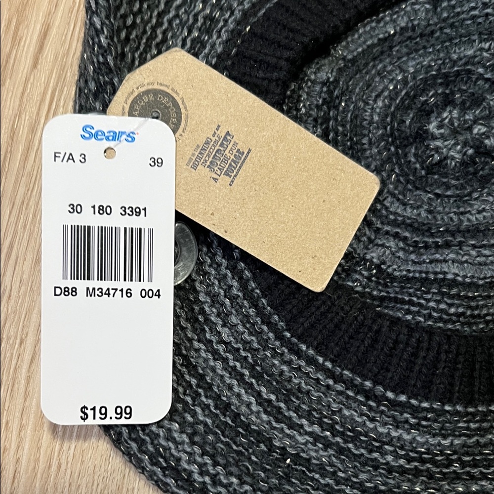 Sears Black and Gray Woven French Beret Hat - Picture 9 of 10
